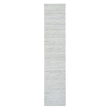 Load image into Gallery viewer, 2&#39;6&quot;x12&#39; Ivory, Plain Modern Striae Design Soft Pile, Organic Wool Hand Loomed, Runner Oriental Rug FWR388680