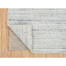 Load image into Gallery viewer, 2&#39;6&quot;x12&#39; Ivory, Plain Modern Striae Design Soft Pile, Organic Wool Hand Loomed, Runner Oriental Rug FWR388680