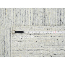 Load image into Gallery viewer, 2&#39;6&quot;x12&#39; Ivory, Plain Modern Striae Design Soft Pile, Organic Wool Hand Loomed, Runner Oriental Rug FWR388680