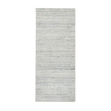 Load image into Gallery viewer, 2&#39;6&quot;x6&#39; Ivory, Pure Wool Hand Loomed, Plain Modern Striae Design Soft Pile, Runner Oriental Rug FWR388722