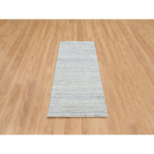 Load image into Gallery viewer, 2&#39;6&quot;x6&#39; Ivory, Pure Wool Hand Loomed, Plain Modern Striae Design Soft Pile, Runner Oriental Rug FWR388722