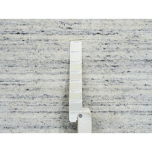 Load image into Gallery viewer, 2&#39;6&quot;x6&#39; Ivory, Pure Wool Hand Loomed, Plain Modern Striae Design Soft Pile, Runner Oriental Rug FWR388722