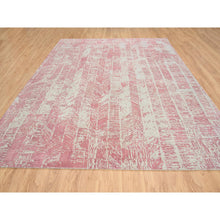 Load image into Gallery viewer, 9&#39;x11&#39;9&quot; Rose Pink, Jacquard Hand Loomed All Over Design, Wool and Art Silk, Oriental Rug FWR388854