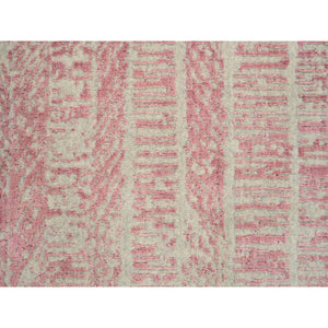 2'6"x12'1" Rose Pink, Wool and Art Silk Jacquard Hand Loomed, All Over Design, Runner Oriental Rug FWR388860