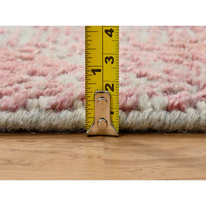 2'6"x8' Rose Pink, All Over Design Wool and Art Silk, Jacquard Hand Loomed, Runner Oriental Rug FWR388866