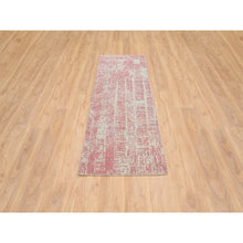 Load image into Gallery viewer, 2&#39;6&quot;x8&#39; Rose Pink, Jacquard Hand Loomed, All Over Design Wool and Art Silk, Runner Oriental Rug FWR388872