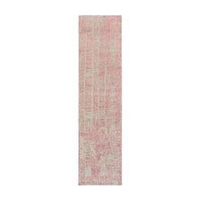 Load image into Gallery viewer, 2&#39;6&quot;x10&#39; Rose Pink, Wool and Art Silk Jacquard Hand Loomed, All Over Design, Runner Oriental Rug FWR388878