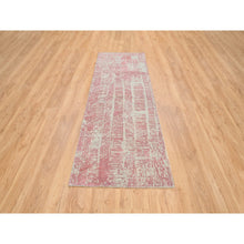Load image into Gallery viewer, 2&#39;6&quot;x10&#39; Rose Pink, Wool and Art Silk Jacquard Hand Loomed, All Over Design, Runner Oriental Rug FWR388878