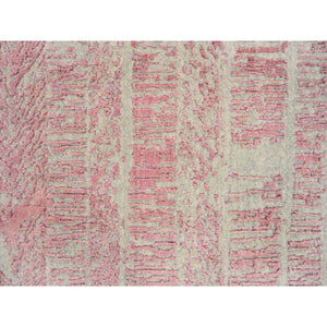 2'6"x10' Rose Pink, Wool and Art Silk Jacquard Hand Loomed, All Over Design, Runner Oriental Rug FWR388878