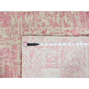 2'6"x10' Rose Pink, Wool and Art Silk Jacquard Hand Loomed, All Over Design, Runner Oriental Rug FWR388878