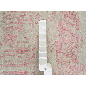 10'2"x10'2" Rose Pink, Wool and Art Silk Jacquard Hand Loomed, All Over Design, Square Oriental Rug FWR388890