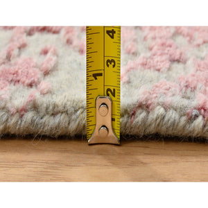 10'2"x10'2" Rose Pink, Wool and Art Silk Jacquard Hand Loomed, All Over Design, Square Oriental Rug FWR388890