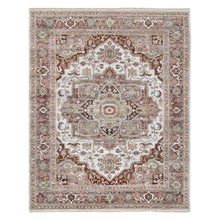 Load image into Gallery viewer, 8&#39;x10&#39; Mixed Burgundy, Heriz Heritage Design with Geometric Medallion, Plush and Lush Soft Pile, Hand Knotted Pure Wool, Oriental FWR388920
