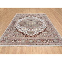 Load image into Gallery viewer, 8&#39;x10&#39; Mixed Burgundy, Heriz Heritage Design with Geometric Medallion, Plush and Lush Soft Pile, Hand Knotted Pure Wool, Oriental FWR388920