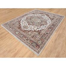Load image into Gallery viewer, 8&#39;x10&#39; Mixed Burgundy, Heriz Heritage Design with Geometric Medallion, Plush and Lush Soft Pile, Hand Knotted Pure Wool, Oriental FWR388920