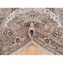 Load image into Gallery viewer, 8&#39;x10&#39; Mixed Burgundy, Heriz Heritage Design with Geometric Medallion, Plush and Lush Soft Pile, Hand Knotted Pure Wool, Oriental FWR388920