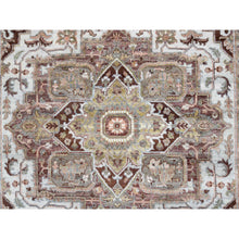 Load image into Gallery viewer, 8&#39;x10&#39; Mixed Burgundy, Heriz Heritage Design with Geometric Medallion, Plush and Lush Soft Pile, Hand Knotted Pure Wool, Oriental FWR388920