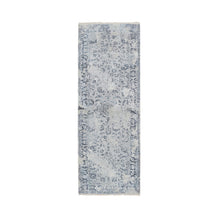 Load image into Gallery viewer, 2&#39;9&quot;x7&#39;8&quot; Light Gray, Pure Silk with Wool Hand Knotted, Broken Kashan Design, Runner Oriental Rug FWR388974