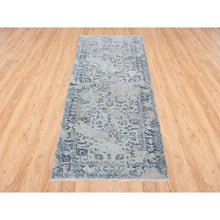 Load image into Gallery viewer, 2&#39;9&quot;x7&#39;8&quot; Light Gray, Pure Silk with Wool Hand Knotted, Broken Kashan Design, Runner Oriental Rug FWR388974