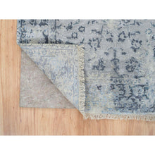 Load image into Gallery viewer, 2&#39;9&quot;x7&#39;8&quot; Light Gray, Pure Silk with Wool Hand Knotted, Broken Kashan Design, Runner Oriental Rug FWR388974
