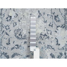 Load image into Gallery viewer, 2&#39;9&quot;x7&#39;8&quot; Light Gray, Pure Silk with Wool Hand Knotted, Broken Kashan Design, Runner Oriental Rug FWR388974