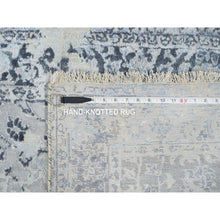 Load image into Gallery viewer, 2&#39;9&quot;x7&#39;8&quot; Light Gray, Pure Silk with Wool Hand Knotted, Broken Kashan Design, Runner Oriental Rug FWR388974