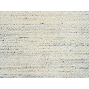 6'x6' Beige, Soft Wool Hand Loomed, Variegated Textured Modern Design, Round Oriental Rug FWR389028