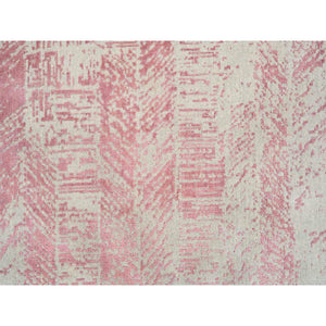 11'10"x15'1" Rose Pink, Jacquard Hand Loomed, All Over Design Wool and Art Silk, Oversized Oriental Rug FWR389046