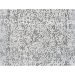 2'7"x23'9" Gray, Hand Knotted, Broken Persian Design, Wool and Pure Silk, XL Runner Oriental Rug FWR389064