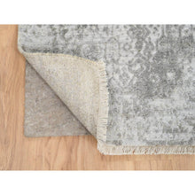 Load image into Gallery viewer, 2&#39;6&quot;x12&#39;1&quot; Gray, Wool and Pure Silk, Hand Knotted, Broken Persian Design, Runner Oriental Rug FWR389070