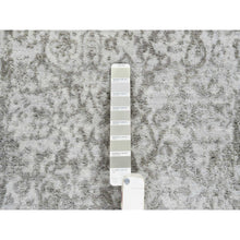 Load image into Gallery viewer, 2&#39;6&quot;x12&#39;1&quot; Gray, Wool and Pure Silk, Hand Knotted, Broken Persian Design, Runner Oriental Rug FWR389070