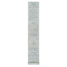 Load image into Gallery viewer, 2&#39;6&quot;x18&#39;2&quot; Ivory, Tabriz Vase With Pomegranate Design, Silk With Textured Wool Hand Knotted, XL Runner Oriental Rug FWR389340