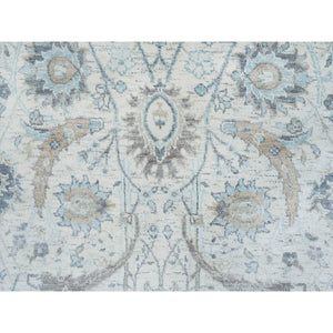 2'6"x20' Ivory, Sickle Leaf Design Soft Pile, Silk With Textured Wool Hand Knotted, XL Runner Oriental Rug FWR389346