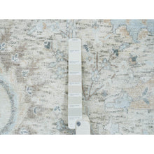 Load image into Gallery viewer, 6&#39;1&quot;x6&#39;1&quot; Ivory, Sickle Leaf Design Soft Pile, Silk With Textured Wool Hand Knotted, Round Oriental Rug FWR389406