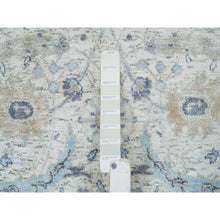 Load image into Gallery viewer, 2&#39;6&quot;x23&#39;10&quot; Ivory, Silk With Textured Wool Hand Knotted, Sickle Leaf Design Soft Pile, XL Runner Oriental Rug FWR389418