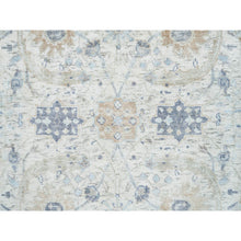 Load image into Gallery viewer, 2&#39;6&quot;x23&#39;10&quot; Ivory, Silk With Textured Wool Hand Knotted, Sickle Leaf Design Soft Pile, XL Runner Oriental Rug FWR389418