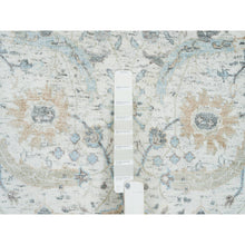 Load image into Gallery viewer, 2&#39;7&quot;x22&#39; Ivory, Hand Knotted Sickle Leaf Design, Soft Pile Silk With Textured Wool, XL Runner Oriental Rug FWR389424