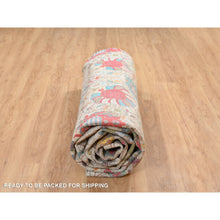 Load image into Gallery viewer, 14&#39;x14&#39; Colorful, Tabriz Vase With Flower Design, Silk With Textured Wool Hand Knotted, Round Oriental Rug FWR389472