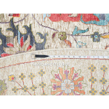 Load image into Gallery viewer, 14&#39;x14&#39; Colorful, Tabriz Vase With Flower Design, Silk With Textured Wool Hand Knotted, Round Oriental Rug FWR389472