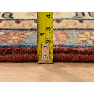 10'x14'1" Terracotta Red, Antiqued Fine Heriz Re-Creation, Densely Woven Natural Dyes, Hand Spun Wool Hand Knotted, Oriental Rug FWR389520