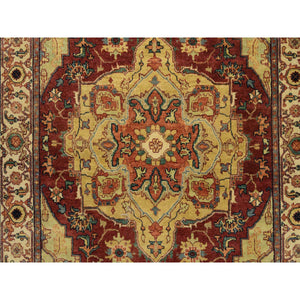 4'x6'2" Terracotta Red, Hand Knotted Antiqued Fine Heriz Re-Creation Densely Woven, Natural Dyes Hand Spun Wool, Oriental Rug FWR389694