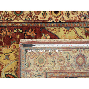 4'x6'2" Terracotta Red, Hand Knotted Antiqued Fine Heriz Re-Creation Densely Woven, Natural Dyes Hand Spun Wool, Oriental Rug FWR389694