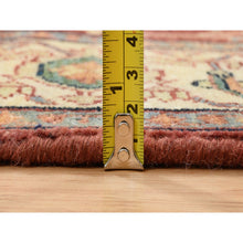 Load image into Gallery viewer, 4&#39;1&quot;x10&#39;3&quot; Terracotta Red, Natural Dyes Hand Spun Wool, Hand Knotted Antiqued Fine Heriz Re-Creation Densely Woven, Wide Runner Oriental Rug FWR389742