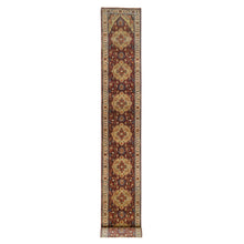 Load image into Gallery viewer, 2&#39;5&quot;x20&#39;1&quot; Terracotta Red, Antiqued Fine Heriz Re-Creation, Densely Woven Natural Dyes, Hand Spun Wool Hand Knotted, XL Runner Oriental Rug FWR389760