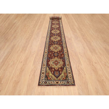 Load image into Gallery viewer, 2&#39;5&quot;x20&#39;1&quot; Terracotta Red, Antiqued Fine Heriz Re-Creation, Densely Woven Natural Dyes, Hand Spun Wool Hand Knotted, XL Runner Oriental Rug FWR389760