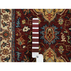 2'5"x20'1" Terracotta Red, Antiqued Fine Heriz Re-Creation, Densely Woven Natural Dyes, Hand Spun Wool Hand Knotted, XL Runner Oriental Rug FWR389760