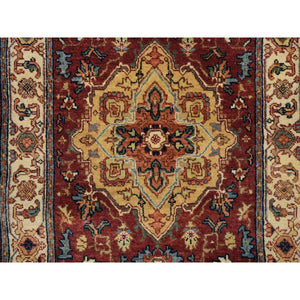 2'5"x20'1" Terracotta Red, Antiqued Fine Heriz Re-Creation, Densely Woven Natural Dyes, Hand Spun Wool Hand Knotted, XL Runner Oriental Rug FWR389760
