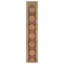 Load image into Gallery viewer, 2&#39;6&quot;x18&#39;2&quot; Terracotta Red, Hand Spun Wool Hand Knotted, Antiqued Fine Heriz Re-Creation, Densely Woven Natural Dyes, XL Runner Oriental Rug FWR389820
