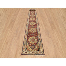 Load image into Gallery viewer, 2&#39;6&quot;x18&#39;2&quot; Terracotta Red, Hand Spun Wool Hand Knotted, Antiqued Fine Heriz Re-Creation, Densely Woven Natural Dyes, XL Runner Oriental Rug FWR389820