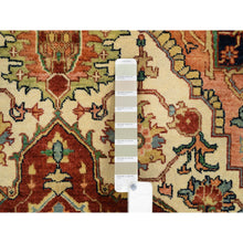 Load image into Gallery viewer, 4&#39;1&quot;x6&#39;2&quot; Ivory, Antiqued Fine Heriz Re-Creation Pure Wool, Hand Knotted, Oriental Rug FWR389832